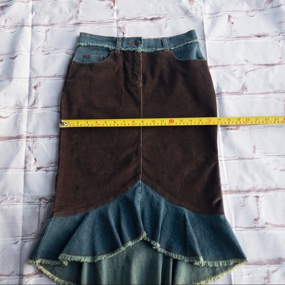 NAF NAF Jean Skirt with Brown Stretch Corduroy Women's Size 38 (US 4-6) - Picture 11 of 12